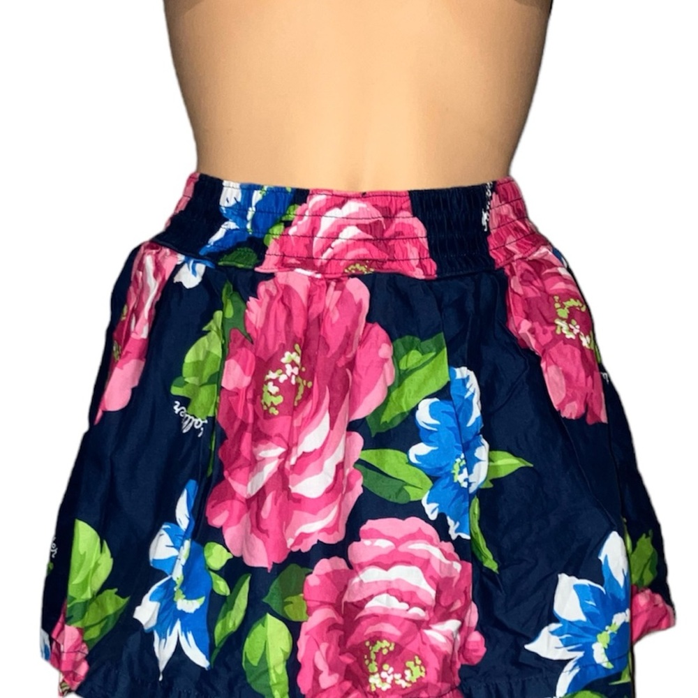 *3 for $30!* Hollister Y2K Hawaiian Mini Skater Skirt Blue Tropical Floral S - Picture 3 of 6